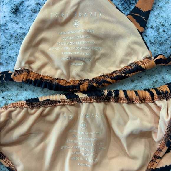 Tori Praver Tiger Stripes Bikini Set Brown / Orange - XS - Picture 7 of 9